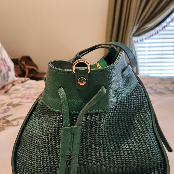 VIOLA CASTELLANI Italian Leather Handbag Tote Green Womens NWT - Picture 3 of 15